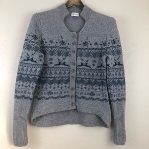 Ibex Fair Isle Lambswool Cashmere Blend Button Front Sweater Cardigan